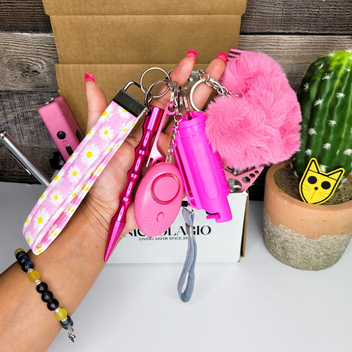 Hot Pink Self Defense Keychain Combo Set Niccolagio